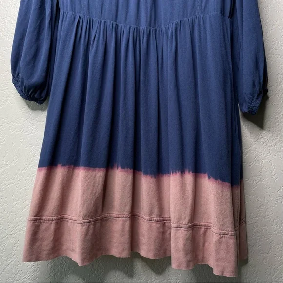 Holding Horses Anthropologie Blue Pink Dip Dye Ombré Tassel Peasant Dress - Picture 13 of 13